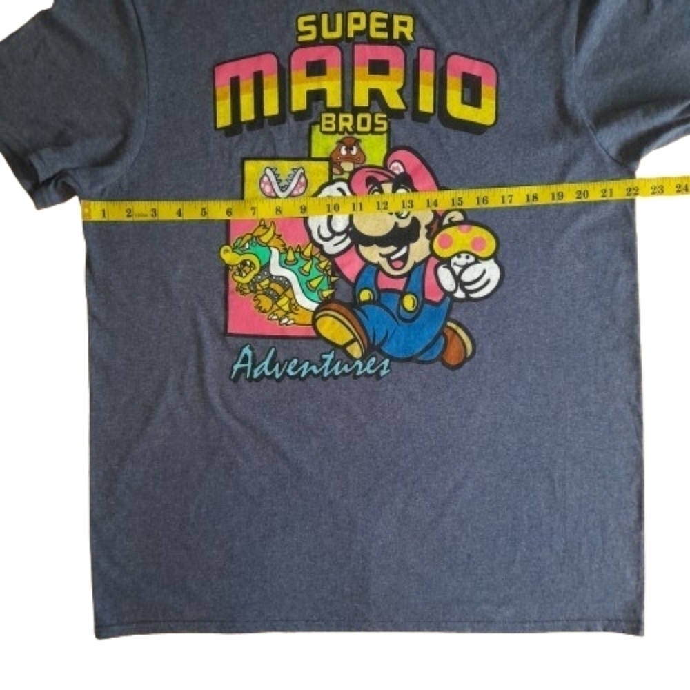 Super Mario Bros Adventures T-Shirt Mens Large Gray Short Sleeve Nintendo Top - Picture 4 of 5